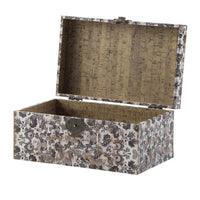 Set of 3 Decorative Boxes, MDF Frame, Black and Gray, Floral Printing  - BM302690