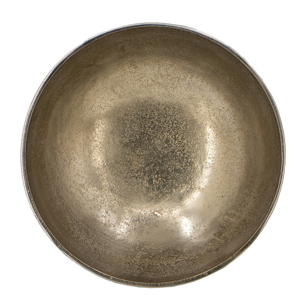 10 Inch Vintage Style Accent Bowl, Gold, Antique Black, Pedestal Stand - BM302693
