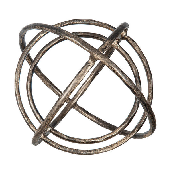11 Inch Decorative Armillary Sphere with Overlapping Rings, Bronze Aluminum - BM302698