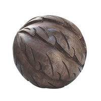 5 Inch Decorative Spheres, Set of 3 Balls, Carved Texture Mango Wood, Brown - BM302708