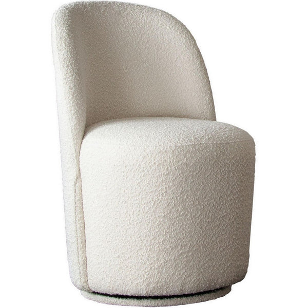 24 Inch Accent Dining Chair, Set of 2, Swivel Base, Boucle Fabric, Ivory  - BM303152