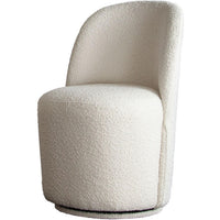 24 Inch Accent Dining Chair, Set of 2, Swivel Base, Boucle Fabric, Ivory  - BM303152