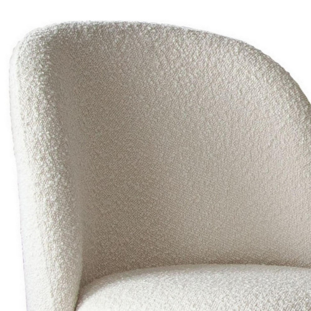 24 Inch Accent Dining Chair, Set of 2, Swivel Base, Boucle Fabric, Ivory  - BM303152