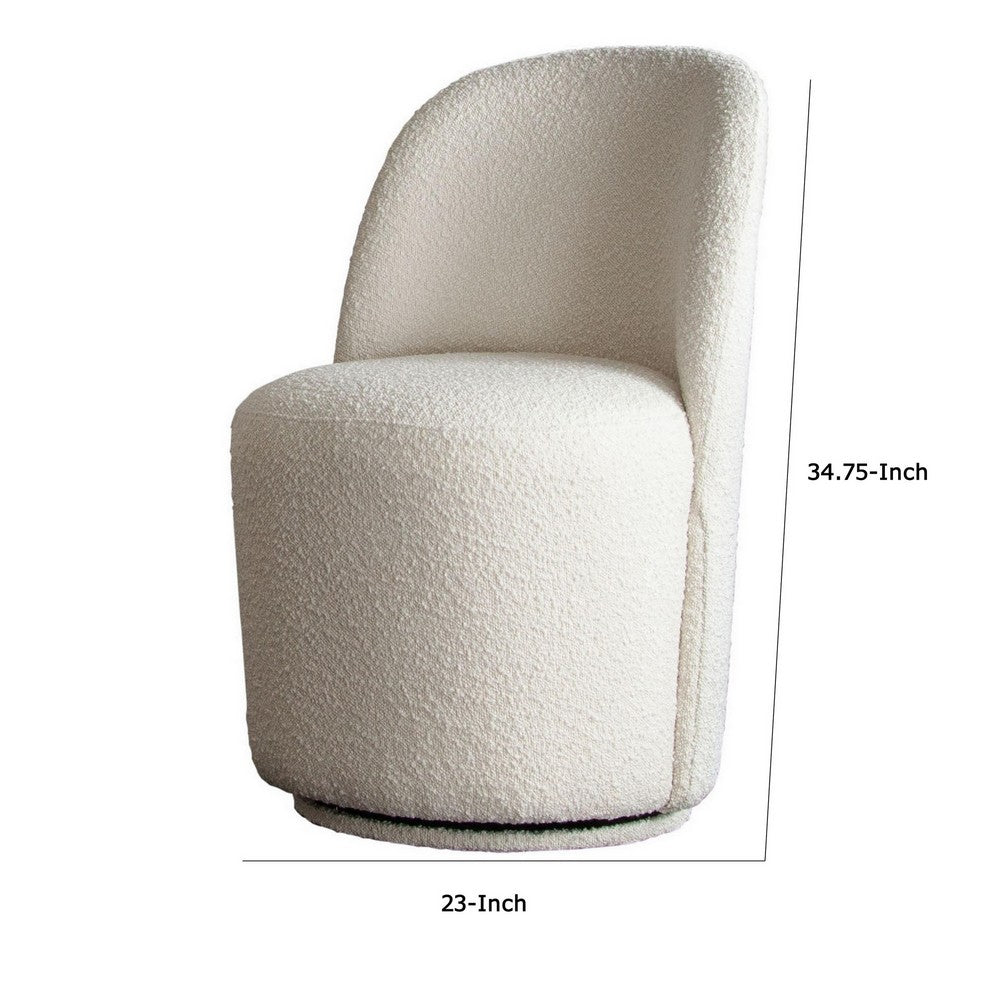 24 Inch Accent Dining Chair, Set of 2, Swivel Base, Boucle Fabric, Ivory  - BM303152