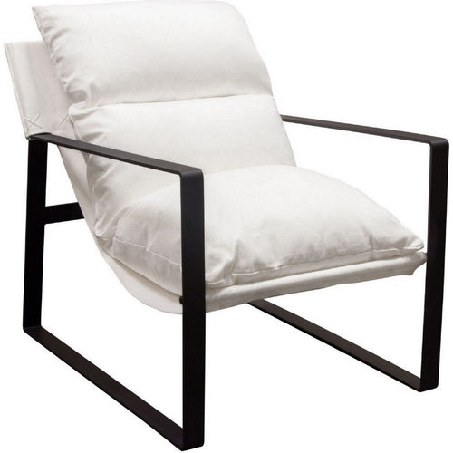 27 Inch Modern Accent Chair, Crisp White, Soft Linen Fabric, Sling Chair - BM303162