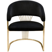 Emy 26 Inch Cantilever Barrel Dining Chair, Black Velvet Upholstery, Gold - BM303166