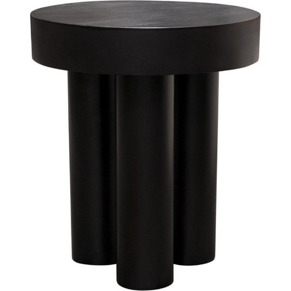 16 Inch Modern End Table, Thick Sturdy Surface, Tripod Legs, Black Wood - BM303181