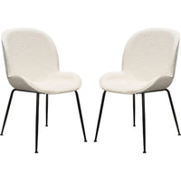 21 Inch Dining Chairs, Set of 2, Black Metal Legs, Ivory Boucle Upholstery - BM303188