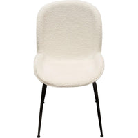21 Inch Dining Chairs, Set of 2, Black Metal Legs, Ivory Boucle Upholstery - BM303188