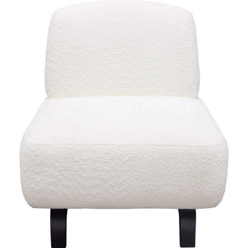 Ikka 30 Inch Padded Armless Chair, Crisp White Faux Sheepskin Upholstery - BM303193