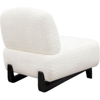 Ikka 30 Inch Padded Armless Chair, Crisp White Faux Sheepskin Upholstery - BM303193