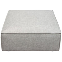 Daro 36 Inch Square Ottoman, Cushioned Top, Gray Barley Upholstery, Black - BM303199