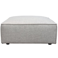 Daro 36 Inch Square Ottoman, Cushioned Top, Gray Barley Upholstery, Black - BM303199