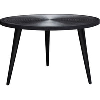 Vio 29 Inch Round Coffee Table, Embossed Surface Patterning, Black Wood - BM303204