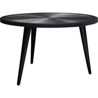 Vio 29 Inch Round Coffee Table, Embossed Surface Patterning, Black Wood - BM303204