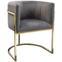 Meha 24 Inch Cantilever Dining Chair, Gray Velvet Upholstery, Gold Frame - BM303215