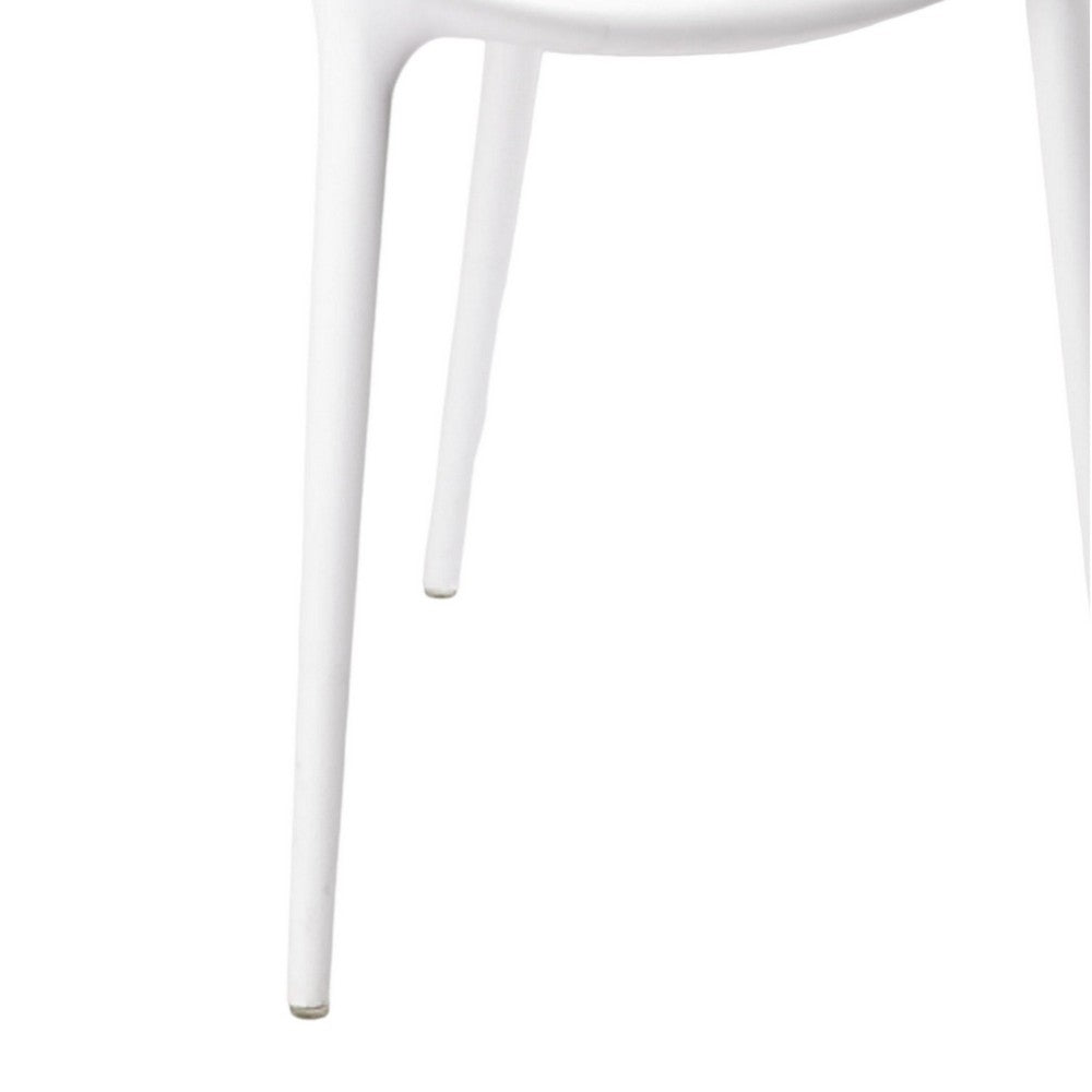 Yuva 22 Inch Armchair, Modern Intricate Curved Seat, White Polypropylene - BM304620