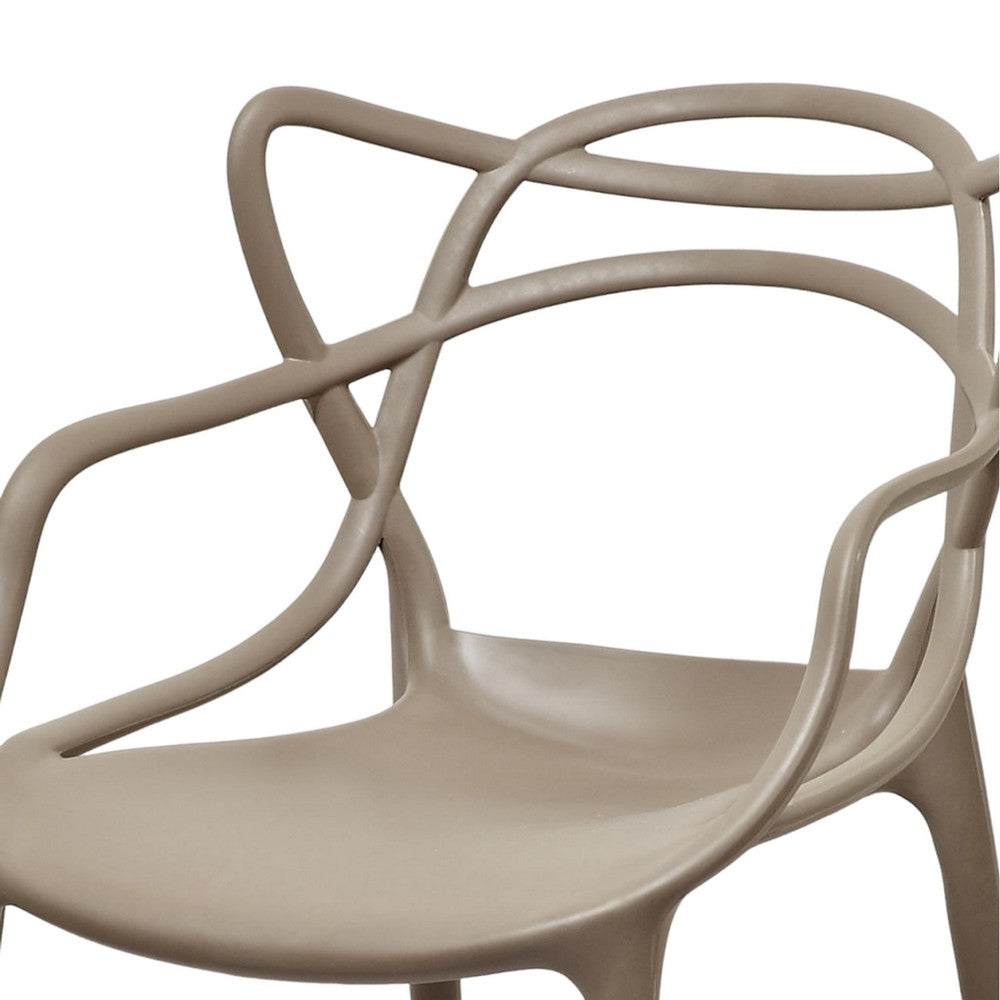 Yuva 22 Inch Armchair, Intricate Design, Curved Seat, Gray Polypropylene - BM304621