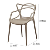 Yuva 22 Inch Armchair, Intricate Design, Curved Seat, Gray Polypropylene - BM304621