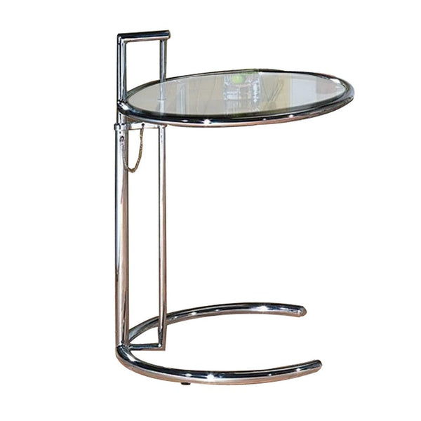 25-35 Inch Adjustable Height Glass Side End Table, Cantilever Base, Clear - BM304636