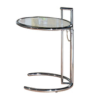 25-35 Inch Adjustable Height Glass Side End Table, Cantilever Base, Clear - BM304636