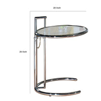 25-35 Inch Adjustable Height Glass Side End Table, Cantilever Base, Clear - BM304636