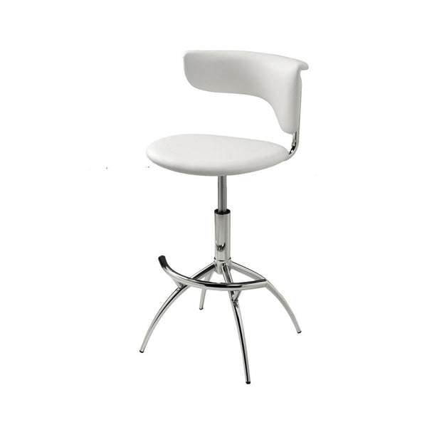 Will 26-31 Inch Adjustable Height Barstool Chair, Chrome White Faux Leather - BM304641