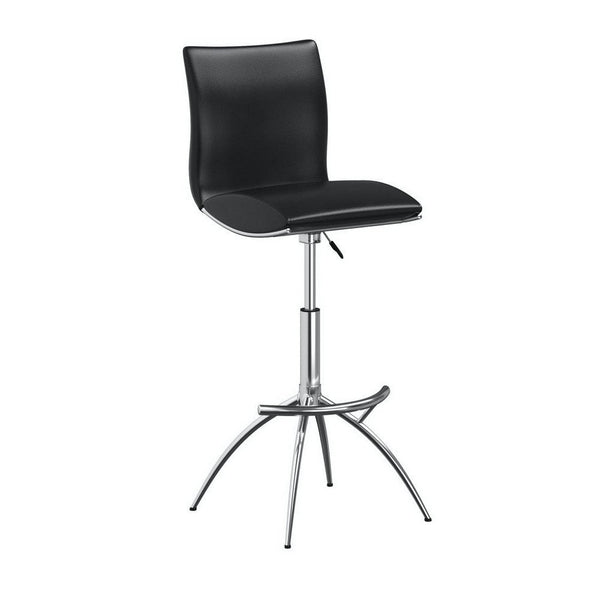 Deko 26-31 Inch Adjustable Height Barstool Chair, Chrome Black Faux Leather - BM304642