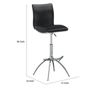 Deko 26-31 Inch Adjustable Height Barstool Chair, Chrome Black Faux Leather - BM304642