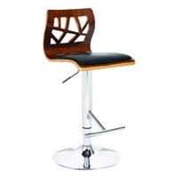 34-43, Inch Adjustable Height Barstool, Open Back, Wood, Black Faux Leather - BM304649