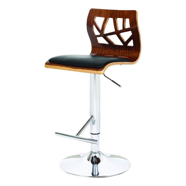 34-43, Inch Adjustable Height Barstool, Open Back, Wood, Black Faux Leather - BM304649