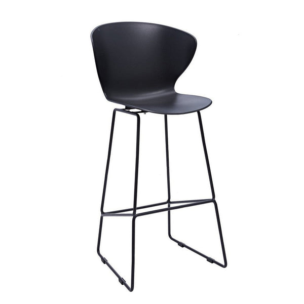 Kivi 30 Inch Set of 2 Barstool Chairs, Metal, Curved Black Polypropylene - BM304653