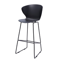 Kivi 30 Inch Set of 2 Barstool Chairs, Metal, Curved Black Polypropylene - BM304653