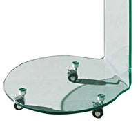 24 Inch Curved Glass End Table, Cylindrical Design, Caster Wheels, Clear - BM304671