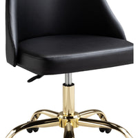 Yim 22 Inch Adjustable Swivel Office Chair, Black Faux Leather, Gold Metal - BM304673