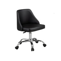 Yim 22 Inch Adjustable Swivel Office Chair, Black Faux Leather, Chrome Base - BM304675