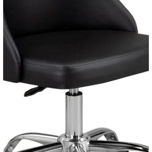 Yim 22 Inch Adjustable Swivel Office Chair, Black Faux Leather, Chrome Base - BM304675