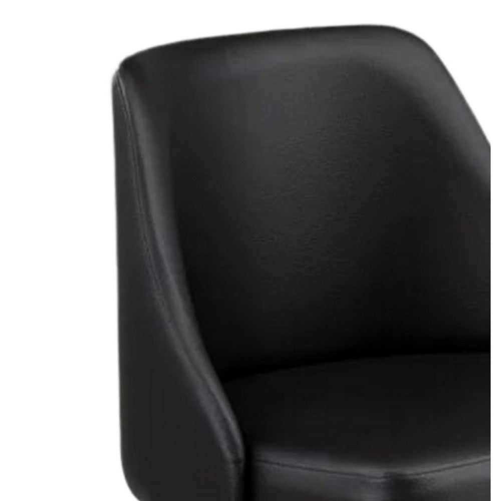 Yim 22 Inch Adjustable Swivel Office Chair, Black Faux Leather, Chrome Base - BM304675