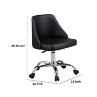 Yim 22 Inch Adjustable Swivel Office Chair, Black Faux Leather, Chrome Base - BM304675