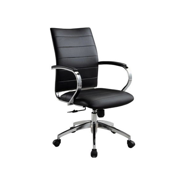 Zoha 27 Inch Adjustable Swivel Office Chair, Black Faux Leather, Chrome - BM304681
