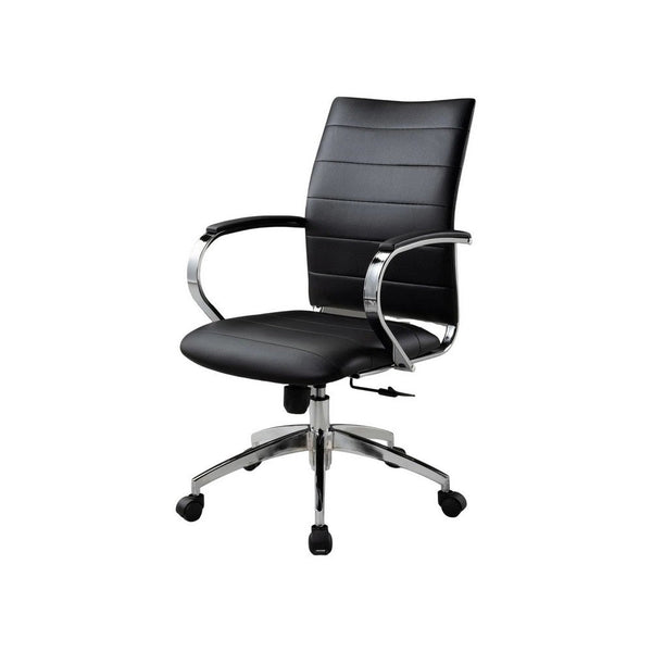 Zoha 27 Inch Adjustable Swivel Office Chair, Black Faux Leather, Chrome - BM304681