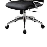 Zoha 27 Inch Adjustable Swivel Office Chair, Black Faux Leather, Chrome - BM304681