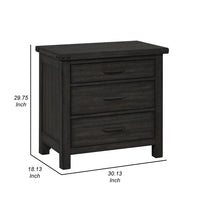 30 Inch 3 Drawer Nightstand, Weathered Smooth Gray Wood, Bracket Accents - BM304789