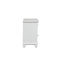 Jims 28 Inch Nightstand, Single Door and Drawer, Cup Handles, White Wood - BM304791