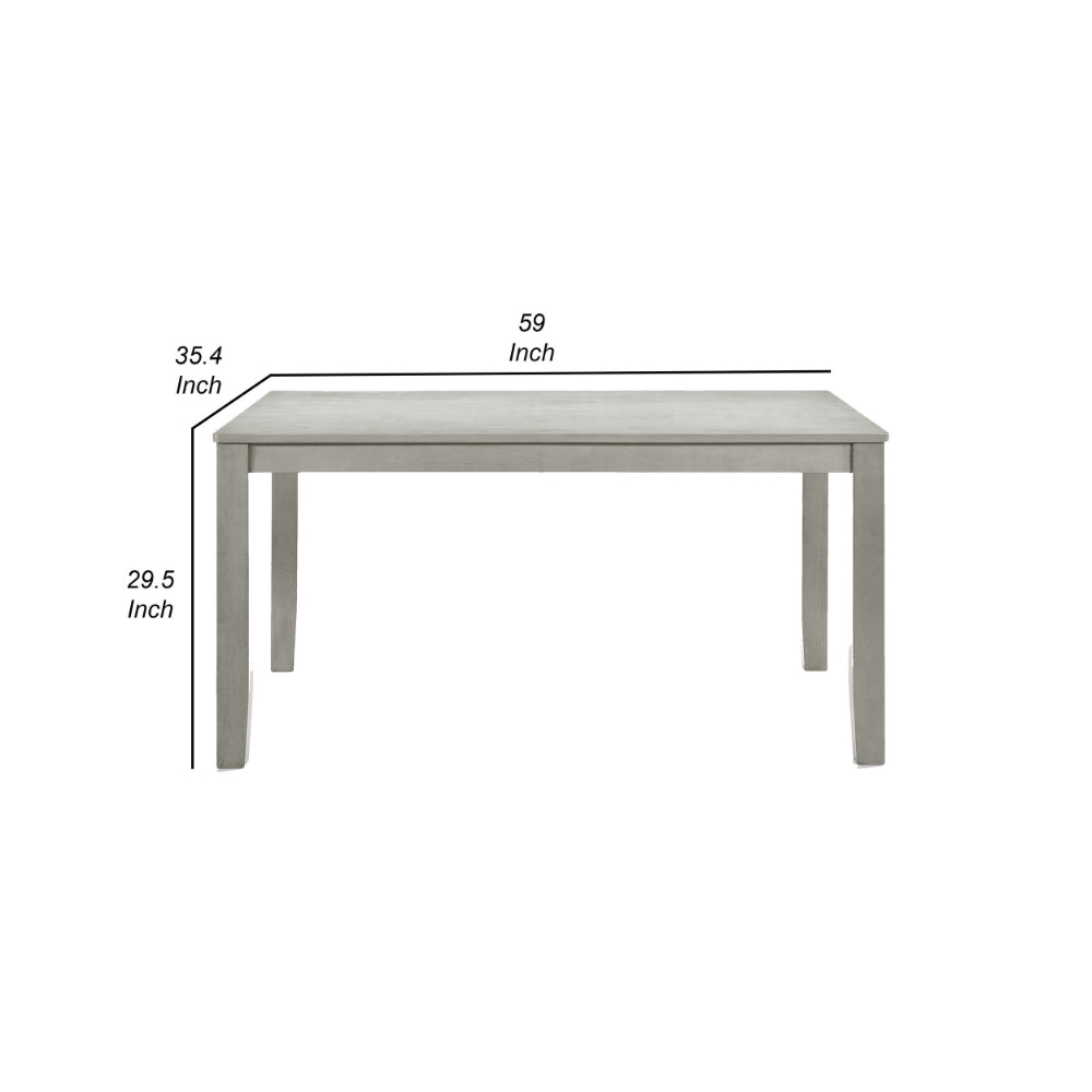 Pane 59 Inch Rectangular Wood Dining Table, Smooth Gray, Tall Block Legs - BM304804