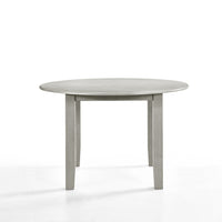 Pane 47 Inch Rounded Wood Dining Table, Smooth Gray Finish, Tall Block Legs - BM304805