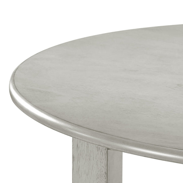 Pane 47 Inch Rounded Wood Dining Table, Smooth Gray Finish, Tall Block Legs - BM304805