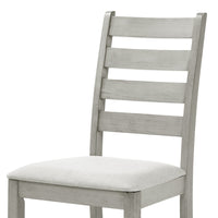 Pane 21 Inch Set of 2 Dining Chairs, Ladderback, Gray Wood, Gray Fabric - BM304807