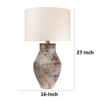 Gov 27 Inch Table Lamp, Beige Drum Shade, Vase Shaped Body, Painted Surface - BM304892