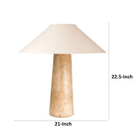 Bali 23 Inch Table Lamp, Classic Empire Shade, Cylinder Base, Oak Brown - BM304895